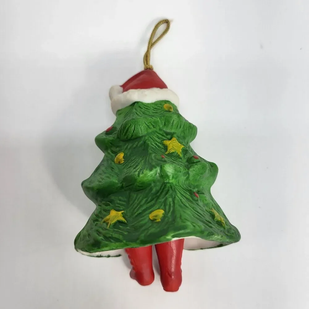 Vintage 1986 Giftco Cheery Chimes Porcelain Christmas Tree Elf Bell Ornament